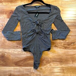 Express tie front thong bodysuit